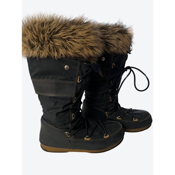 Moon Boot The Original Women's Monaco WP-2 Faux Fur Boots Navy US 9 - Picture 5 of 16